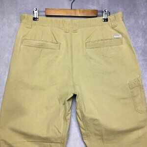 Columbia Mens Pants size 34x34 Brown Flat Front‎ Cotton Utility Tech Pocket